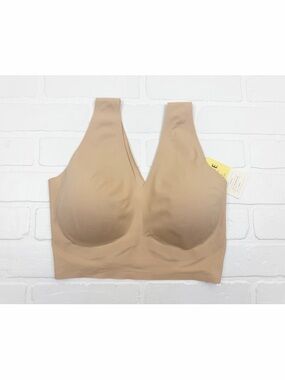 True & Co True Body V-Neck Bra Seamless Wireless Beige Cream Size XL